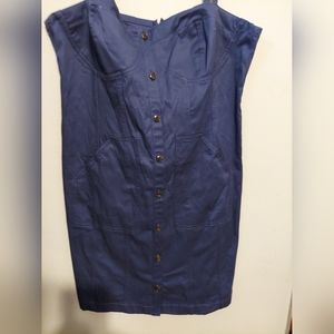 J. Crew Dress Blue Size 16 Button Down Sweetheart Cocktail Party Brunch Bustier